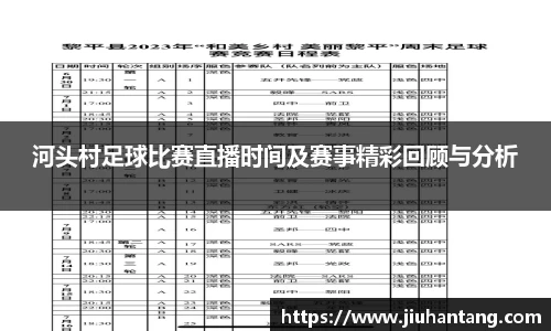 河头村足球比赛直播时间及赛事精彩回顾与分析